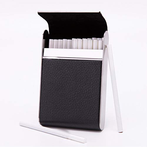 ZPSHYD Sigaret Draagtas, Houd 20 Sigaretten Sigarettenkoker Houder Rvs Roker Vrouwen Sigaretten Case Organizer(zwart)