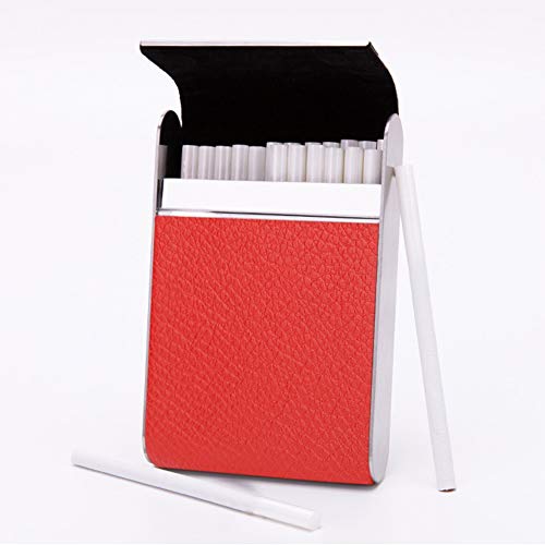 ZPSHYD Sigaret Draagtas, Houd 20 Sigaretten Sigarettenkoker Houder Rvs Roker Vrouwen Sigaretten Case Organizer(Rood)