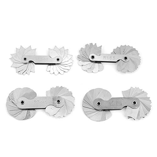 MLMLH Radius meetinstrument-4 stuks roestvrij stalen radius strip meetinstrument R0.3-1.5 / R1-6.5 / R7-14.5 / R15-25