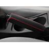 WOLWES Autohandremhoes Voor P-eugeot 307 308, Auto Antislip Lederen Handremhoes, Slijtvaste Autohandremhoes Auto-Accessoires,D/Black Red Line