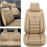 UQABS 5 stoelen auto lederen stoelhoes voor Dacia Logan/Logan Mcv/Logan Mcv Fiskal/Logan Mcv Stepway, universeel, geschikt voor de meeste auto's, waterdichte-beige