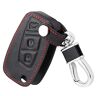 WJBABJ Auto-sleutelhoes 3 Knoppen Leren Autosleutel Case Cover voor FIAT/PANDA/STILO/PUNTO/DOBLO/GRAND/BRAVO 500 DUCATO/MINIBUS