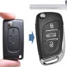 mt-key Ingeklapte sleutel TAG behuizing remote NEW DESIGN 3 knoppen HU83 leeg compatibel met Citroën/Peugeot/Fiat