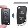 mt-key Ingeklapte sleutel TAG behuizing remote NEW DESIGN 2 VA2 blanco sleutel compatibel met Citroën/Peugeot/Fiat