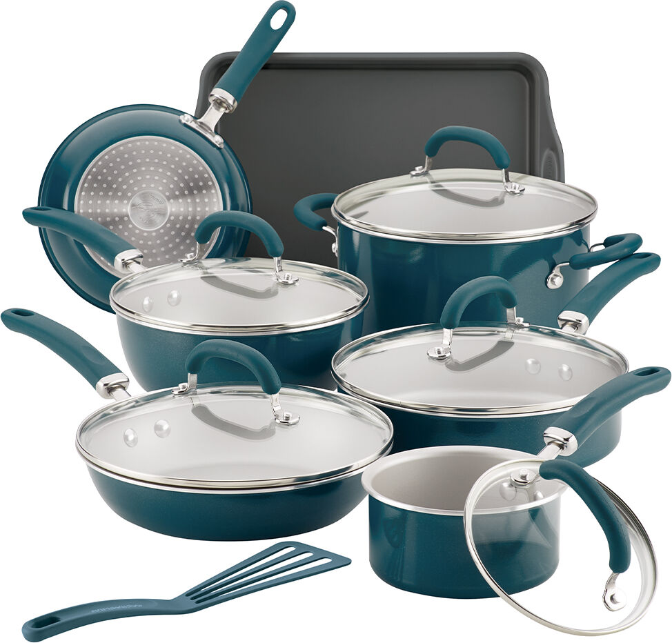 Photos - Stockpot Rachael Ray Create Delicious 13 Piece Enameled Aluminum Cookware, Teal Shi