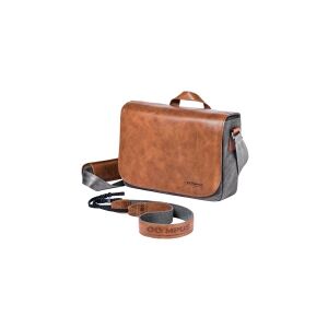 Olympus OM-D Messenger Bag - Skuldertaske til kamera med zoomobjektiv - læder - for Olympus PEN-F  OM-D E-M1, E-M10, EM-5, E-M5  PEN E-P5, E-P7, E-PL