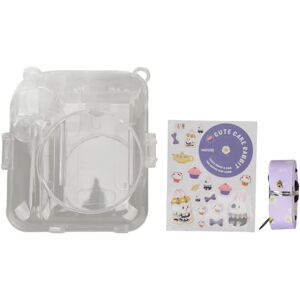 Instant Camera Case Kit Skulderrem Sticker Kameraetui Holdbart kamera Beskyttende gennemsigtigt etui til Instax Mini 12 Purple