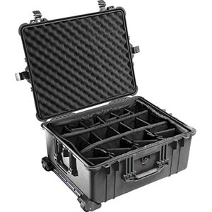 PELI 1610 valise antichoc pour équipement fragile, étanche à l'eau et à la poussière, IP67, 119L de capacité , fabriquée en Allemagne, avec séparateur rembourré, couleur: n62L - Publicité