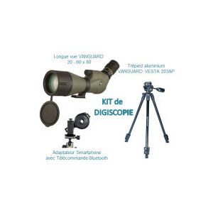 KIT Digiscopie avec longue vue 20-60x80 ENDEAVOR XF 80A et trépied VESTA 203AP et adaptateur smartphone VANGUARD