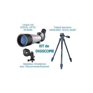 KIT Digiscopie avec longue vue 20-60 x 80 DIGITAL OPTIC et trepied VESTA 203AP et adaptateur smartphone