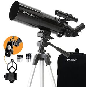 Celestron - 80mm Travel Scope - Portable Refractor Telescope - Fully-Coated Glass Optics - Ideal Telescope for Beginners - Bonus Astronomy Software Package - Digiscoping Smartphone Adapter