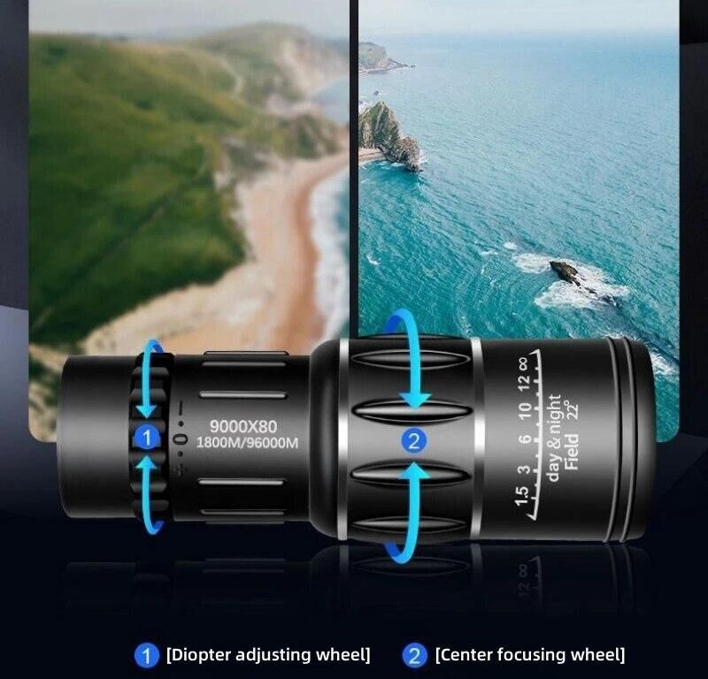 Binchi Outdoor Equipment Portable Telescope 9000x80 HD Professional Monocular Zoom Binoculars Low Light Vision Night Hunting Camping Equipment