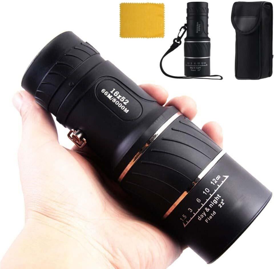 Big Seller 16X52 High Over Monocular Telescope 66/8000M Plastic Binoculars Outdoor HD Night Vision Telescope