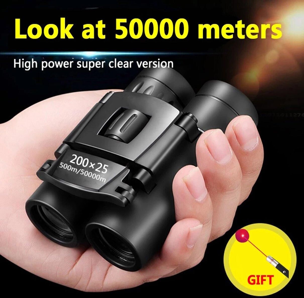 Happy Electronic Mini Portable 50000M Telescope Binoculars Powerful 300X25 Folding Long Range