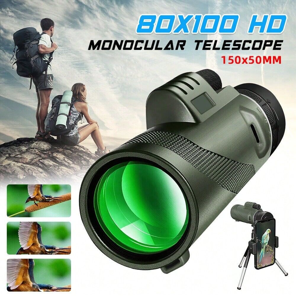 SHEIN Super High Power 80x100 Portable Waterproof Monocular Telescope Binoculars HD Green
