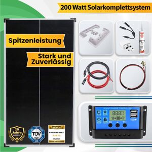 Campergold 200 Watt Solar Komplettsystem für Wohnmobile, Wohnwagen und Boote, Silber Rahmen Solarmodul- 46cm