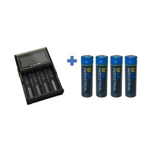 Akkuman SET Nitecore D4 + 4x 14500 AA Solar Akku LiFePO4 3,2V 600mAh