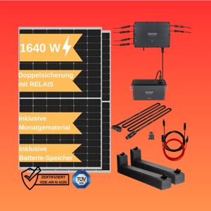 Feueranker - 1640 w / 600 w drosselbar 600W / 800W Balkonkraftwerk Speicher Batterie 1920 Wh 0% nach §12 Abs. 3 UstG