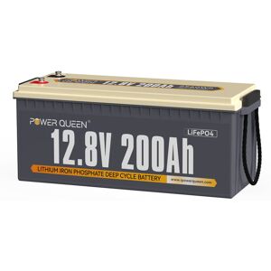 POWER QUEEN 12V 200Ah Batterie Lithium Akku LiFePO4, Perfekter Ersatz für Blei-Säure Batterie, 10 Jahre Lebensdauer, 4000-15000 Zyklen, 100A bms,