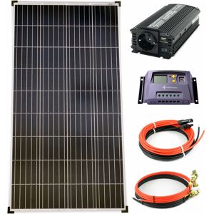 SOLARTRONICS Komplettset 1x140 Watt Poly Solarmodul 600 w Spannungswandler 10A Laderegler gelb Inselanlage