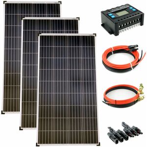 SOLARTRONICS Komplettset 3x140 Watt Poly Solarmodul 30A Laderegler Kabel Solar Photovoltaik Inselanlage