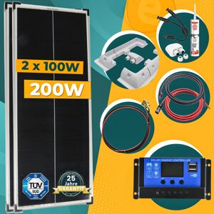 Enprovesolar 200 Watt Solar Komplettsystem für Wohnmobil, Wohnwagen und Boote, Silber Rahmen Solarmodul- 46cm