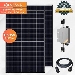 Veska Balkonkraftwerk 830 W / 800 W Photovoltaik Solaranlage Steckerfertig WIFI Smarte Mini-PV Anlage 800 Watt, Schwarz