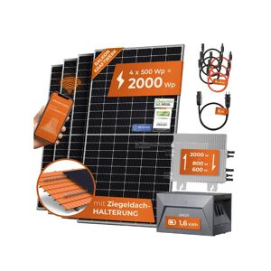 Solarway Balkonkraftwerk 2000W Solaranlage + 1,6kWh Speicher steckerfertig WIFI Komplettset Photovoltaik Anlage 600-2000W
