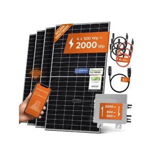 Solarway Balkonkraftwerk 2000W Komplett Steckdose - Ausgang einstellbar 600/800/2000W - 4x500W JaSolar-Module, Deye Wechselrichter mit APP&WiFi, Plug&Play