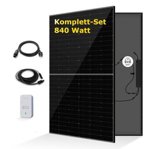 StromGanzEinfach Balkonkraftwerk 2x420W Komplettset - Wechselrichter VDE-konform, 800W Plug and Play für Steckdose - 2 PV-Module 420 Watt - Premium Balkonhalterung