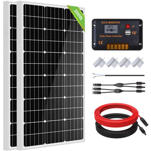 ECO-WORTHY Solarpanel kit 200W 12V/24V Solarmodul set für Wohnwagen Boot nach Hause – Eco-worthy