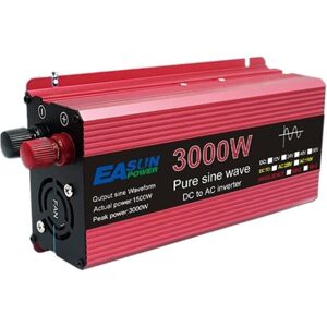 Superstore Inverter, 24V, 3000W, Sine Wave, aluminiumlegering, LED Display, Röd