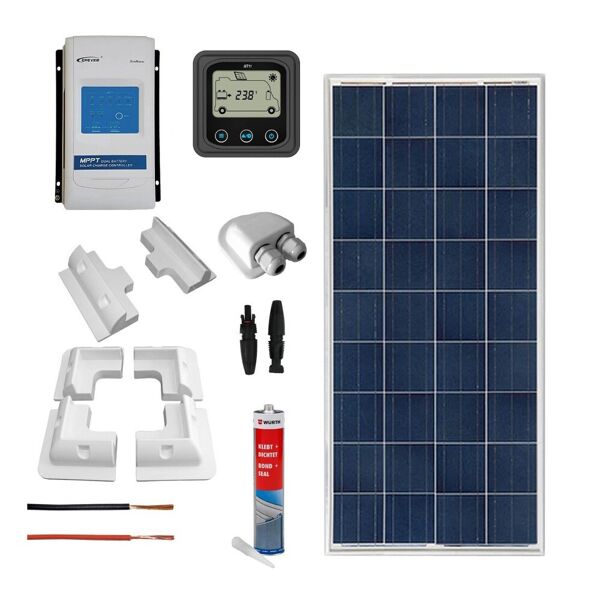 iorisparmioenergia selection kit fotovoltaico per camper con pannello 150wp poli e regolatore mppt   camp150mppt