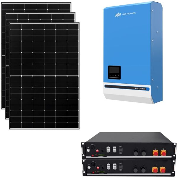 iorisparmioenergia selection kit fotovoltaico ibrido ad isola 3 kwp inverter tbb 3 kw 48v 1xmppt e 4,8kwh batterie litio lifepo4   kit3kwtbb