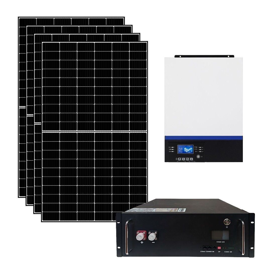 IoRisparmioEnergia Selection Kit fotovoltaico ibrido 3 kWp con inverter All-in-One 5000W 48V MPPT e Supercondesatore   KIT3KWSUP