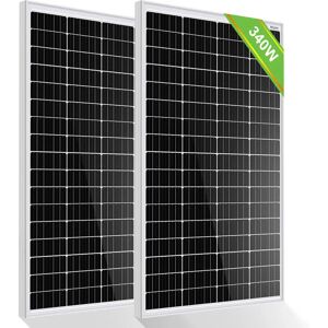 340W 12V (2 Pieces of 170W) High Efficiency Monocrystalline Solar Panel 1.36kWh/Day for rv Motorhome Campervan Boat - Eco-worthy