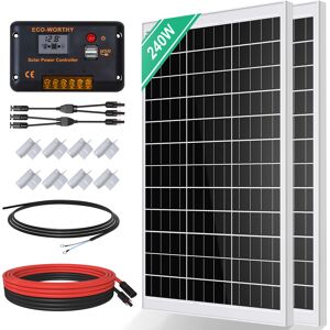 240W 12V/24V Solar Panel Kit Off Grid Battery Charge For Caravan rv Marine Trailer Camper Van Camping - Eco-worthy
