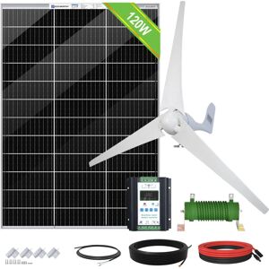 520W 12V Hybrid Kit: 400W dc Wind Generator with 120W Solar Panel for Home, Shed, Off-Grid System - Eco-worthy