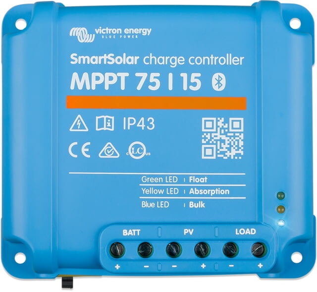 Victron Energy SmartSolar MPPT Charge Controller, 75V, 15 amps, Blue, SCC075015060R