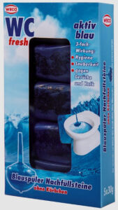 Weco GmbH WECO WC-fresh Blauspüler Nachfüllsteine, 3-fach Wirkung, 1 Packung = 5 x 30 g Nachfüllstein ohne Körbchen