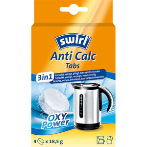 Melitta Swirl Anti Calc 3in1 Tablets Entkalker, Bieten eine effektive Kombination aus Entkalkung, Reinigung und Materialschutz, 1 Packung = 4 Stück, 18,5 g pro Tablette