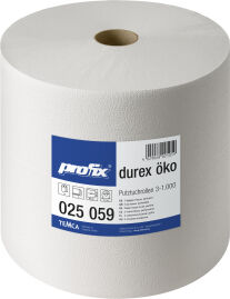 TEMCA GmbH & Co. KG. profix® durex Öko Putztuchrolle, 36 x 38 cm, 3-lagig, weiß, Tissue, perforiert, 1 Paket = 1 Rolle = 1000 Abrisse