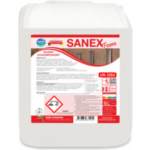 ARCORA International GmbH SANEX FOAM saurer Schaum Oberflächenreiniger, Saurer, schäumender und desinfizierender Mehrzweckreiniger, 10 Liter - Kanister