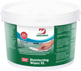 Dreumex B.V. Dreumex Disinfection Wipes Desinfektionstücher, Alkoholfreie, gebrauchsfertige Tücher zur schnellen Desinfektion, 1 Eimer = 100 Tücher