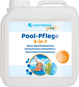 HOTREGA® GmbH HOTREGA®  Pool-Pflege 3-in-1, Hochwirksamer Wasserzusatz zur Desinfektion und Algenbekämpfung, 2 Liter - Kanister