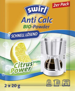 Melitta Swirl® Anti Calc Bio Pulver, Stark gegen Kalk – Sanft zum Gerät, 1 Doppelbeutel (2 x 20 g)