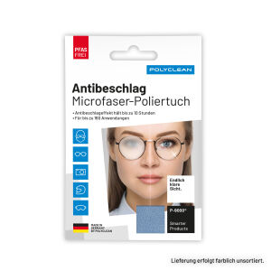 POLYCLEAN Antibeschlags-Poliertuch, 18 x 12 cm, Antibeschlagstuch für bis zu 10 Stunden klare Sicht, 1 Stück, farbig sortiert