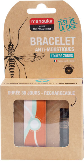 Manouka Bracelet Anti-Moustiques Orange Bleu Pale Blanc + Recharge 6ml