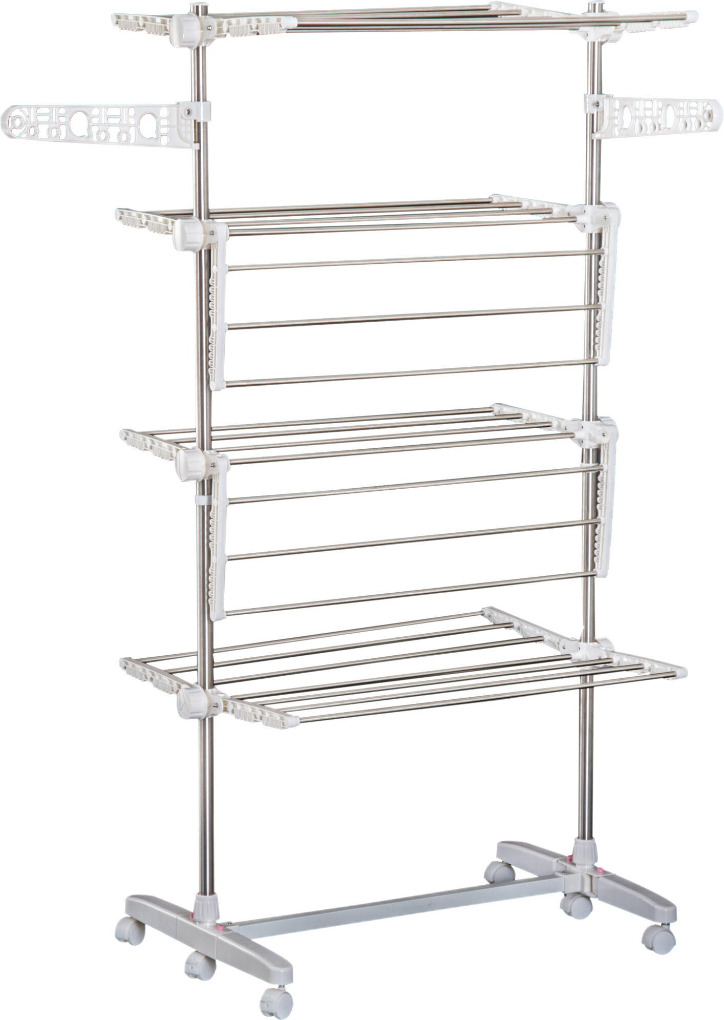 Homcom Stainless Steel Clothes Drying Rack Laundry Hanging Rack Portable Rolling Foldable Clothes Towel Holder With 4 Layers   Aosom Canada