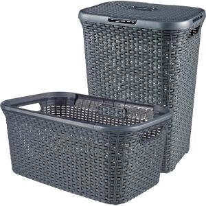 Curver Wäschekorb »Style«, (Set, 2 St.), Wäschebox (60L) und Wäschekorb (45L) anthrazit